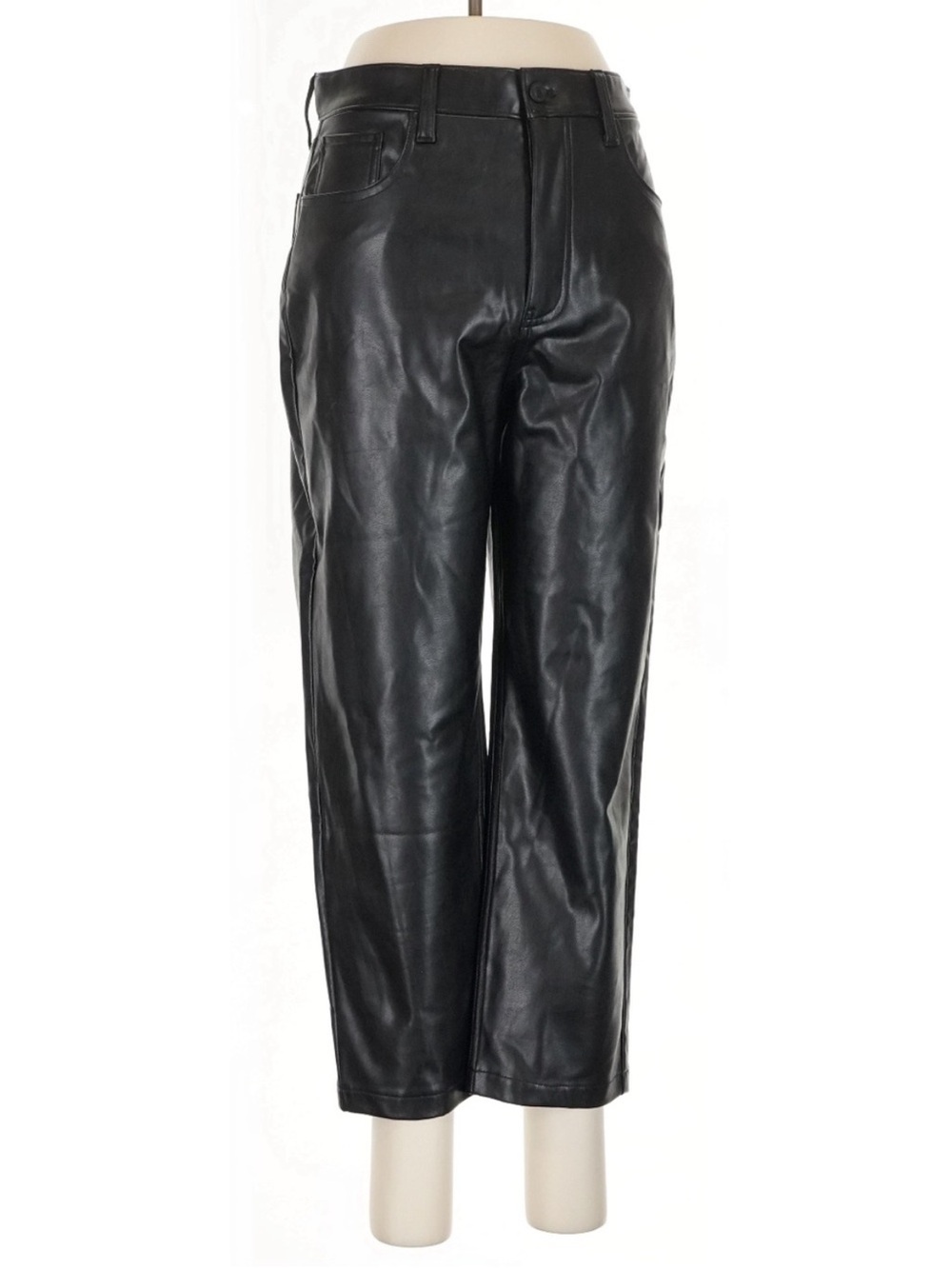 Abercrombie NWT Ankle Straight Ultra High Rise Vegan Leather Pants Black 29